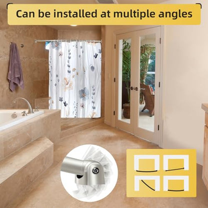 Chrsouly Adjustable 30-45 inches Curved Shower Curtain Rod, Premium Stainless Steel Rustproof Shower Rod for Bathroom, Need to Drill, Nickel - color: Nickel, size: 30-45 Inches