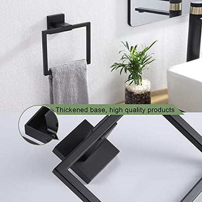 KOKOSIRI Hand Towel Ring Shower Towel Hanger Holder Bath Towel Holder Bathroom Lavatory Stainless Steel Wall Mount, Matte Black, B3004BK - color: Matte Black, size: 1 Pack