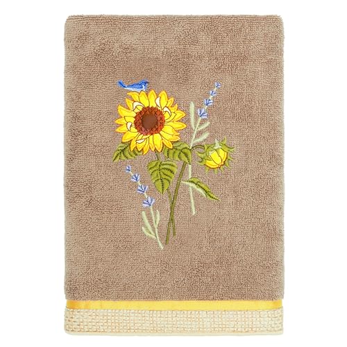 Jubilant 4-Piece Premium Towel Set, Vibrant Floral Applique, Luxurious Turkish Cotton, Soft & Durable, Elegant Bath Ensemble, 2 Bath 2 Hand Towels, Cocoa - color: Cocoa, size: 2 Pcs Bath 2 Pcs Hand Towel
