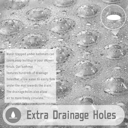 Yimobra Shower Mat 21X21 Inch Square, Non Slip Bathtub Mat with Large Suction Cups&Drain Holes, Soft Fast Dry Shower Stall Mats for Inside Shower, Machine Washable BPA-Free,Bath Essentials, Clear Gray - color: Clear Gray, size: 21 x 21 inches