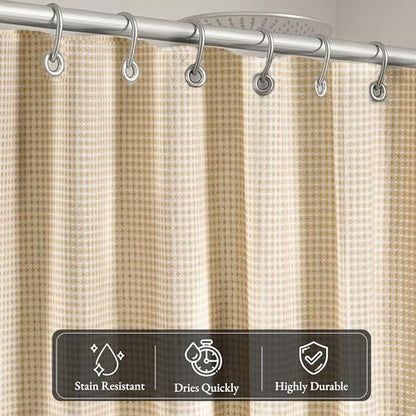 LANE LINEN Luxury Shower Curtain - 72 x 72 inches - Heavyweight Waffle Weave Fabric - Stable Hanging Design, Water Repellent & Quick Dry - Machine Washable & Header with Metal Grommets - Beige - color: 01: Waffle - Beige, size: 72"W x 72"L (Pack of 1)