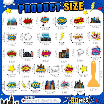 Fullhawl 30 Pcs Comic Non Slip Shower Stickers, Fun Bathtub Safety | Comic Designs, Pop Art Bathroom Style, Non Slip Texture Adds Personality While Improving Shower Safety - style: Comic Pop