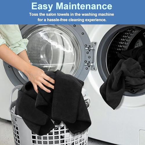 24 Pack Salon Towels - Highly Absorbent and Quick Drying Hand Towels, Premium Wash Cloths for Bathroom, Gym, Shower, Hotel, and Spa - 16x27 inch (Black) | Quick Drying Premium Wash Cloths for Bathroom, Gym, Shower, Hotel, and Spa - 16x27 inch - Black - co