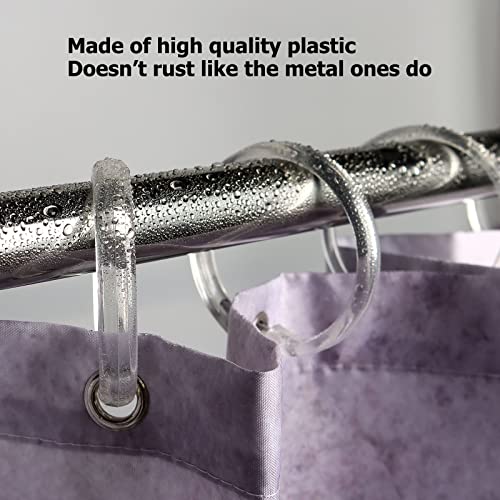 Shower Curtain Rings-12 Pack- Plastic Shower Curtain Hooks O-Shaped Rings Hook Glide Easily on Bathroom Shower Rod(Clear)