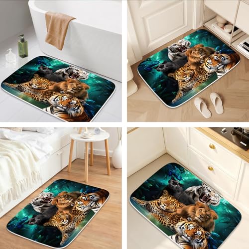 Bathroom Mat Set Cheetah Print Leopard Western Wildlife Animals Bathroom Rugs Sets 3 Piece Tiger Lion, Memory Foam Bath Rugs, U-Shaped Toilet Rug Non Slip Absorbent Green - color: Color8