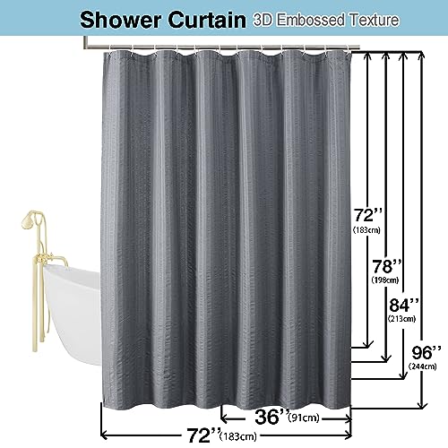 Aiyufeng Moga Grey Shower Curtain Hotel Luxury Quality, Fabric Shower Curtains for Bathroom, Water Repellent and Machine Washable, Standard Size, 72" Wx 72" L - color: Grey, size: 72"W x 72"L (Pack of 1)