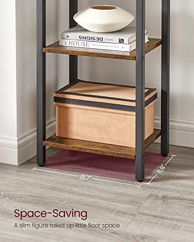 VASAGLE 6-Tier Bookshelf, Bookcase with Steel Frame | Book Shelf, 15.6 x 11.8 x 73.6 Inches, Living Room, Home Office, Rustic Brown and Matte Black, BARNET Collection ULLS101B01 - color: Rustic Brown + Ink Black, size: 6 Tiers (11.8"D x 15.7"W x 73.2"H)
