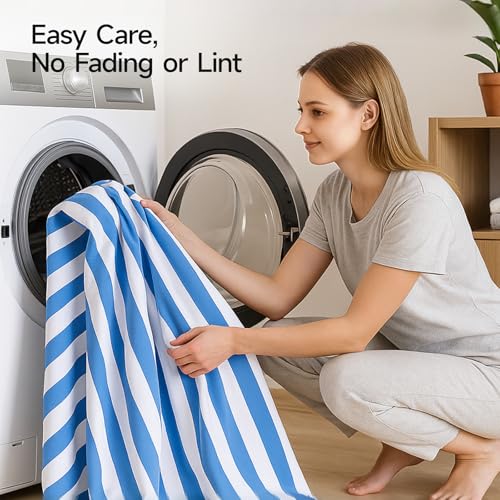 REDKISS 4 Pack Beach Towels 31x61 Inch, Ultra Lightweight Microfiber Pool Towels, Sand Free, Quick Dry & Highly Absorbent Cabana Striped Bath Towels for Beach, Swimming, Camping & Travel (Multicolor) - color: Blue/Gray/Green/Pink