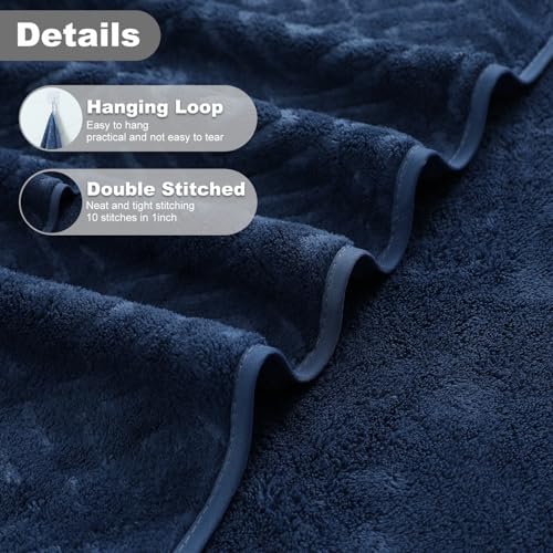 Smuge 18-Piece Bath Towel Set, Include 6 Bath Towel Sheets, 6 Hand Towels and 6 Washcloths - Highly Absorbent Quick Dry 100% Microfiber,Ultra Soft Bathroom Towel Set (Navy Blue) - color: Navy Blue, size: 18 Pcs Bath Towel Set