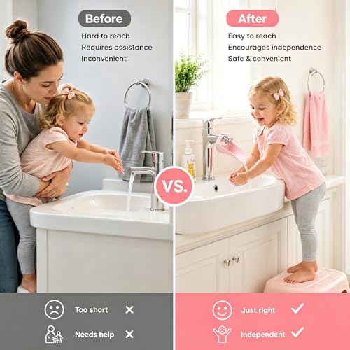 Faucet Extender for Kitchen Sink and Bathtub, Universal PP Kids Hand Wash Faucet Extension Easy Install Toddler Bathroom Accessory (Pink) - color: Pink
