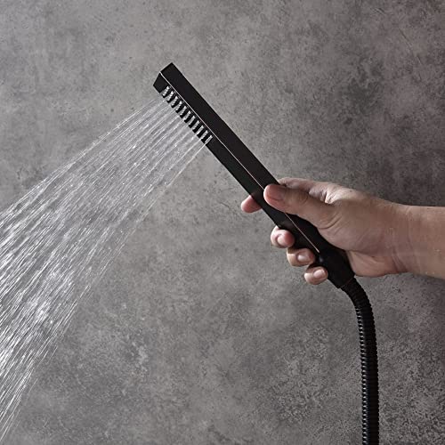 Cascada 12” Square Shower System (Wall Mounted) with Single Handle & square knob, 2 Functions (Rainfall & Handheld) (Oil Rubbed Bronze) - color: Oil Rubbed Bronze
