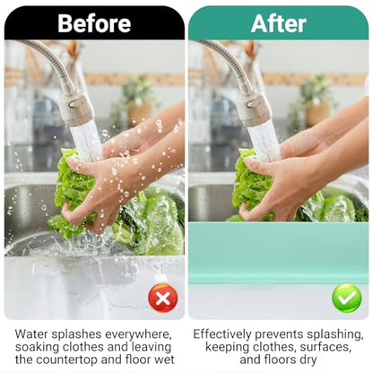 19.3 inch Kitchen Sink Splash Guard, Silicone Sink Baffle Splash Guard, Backsplash Protector for Kitchen Countertop & Bathroom Bathtub with Non-Slip Strong Suction, Mint Green - color: Mint Green