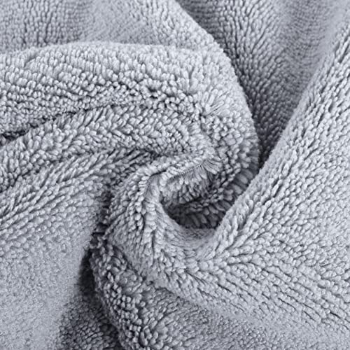 POLYTE Quick Dry Lint Free Microfiber Hand Towel, 16 x 30 in, Set of 4 (Gray) | 4 Pack, Oversize, Lint Free, Hanging Loop - color: Gray