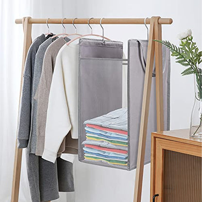 FENTEC Hanging Laundry Hamper，2 Pack Grey Hanging Laundry Basket | Slim Laundry Hamper Bag with Handles, Portable Hanging Closet Hamper, Mesh Heavy Duty Hanging Laundry Bag - color: Grey, size: 2 Pack-one Section
