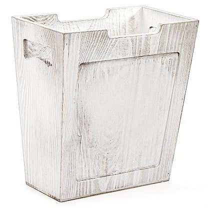 TOPZEA Wood Trash Can, Farmhouse Wastebasket with Handle Rustic Wooden Waste Basket Rectangular Small Decorative Garbage Container Trash Bin for Bathroom, Kitchen, Bedroom, Office, Living Room Decor