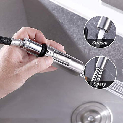 7Trees Pull Down Spray Head for Kitchen Faucet, 2-Function Bathroom Faucet Replacement Head, Water Nozzle, 1.8 GPM G1/2 Pull-Out Spray Nozzle, 0.8inch Connector (Stainless Steel Body) - color: Stainless Steel