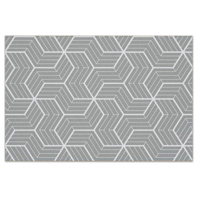 Absorbent Kitchen Counter Mat Fast-Drying Cuttable Coffee Mat Geometric Design for Kitchen Bathroom Pet Feeding Area(Hexagon Grid,Gray)