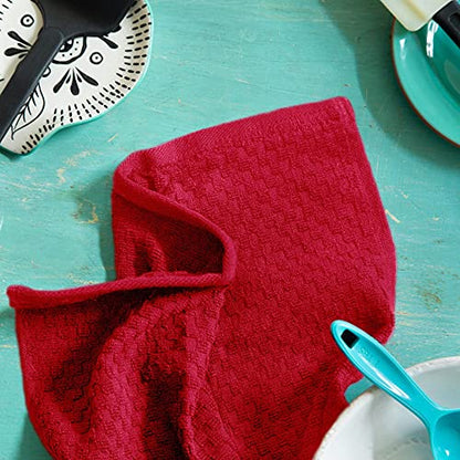 COTTON CRAFT Amazing Kitchen Towels - 8 Pack 100% Cotton Waffle Terry Towel | Red - 16x28 inch Euro Café Waffle Weave Dish Towels - Soft Absorbent Quick Dry Low Lint Reusable Pantry Bar Cleaning Cloth - color: Red, size: 8 Pack