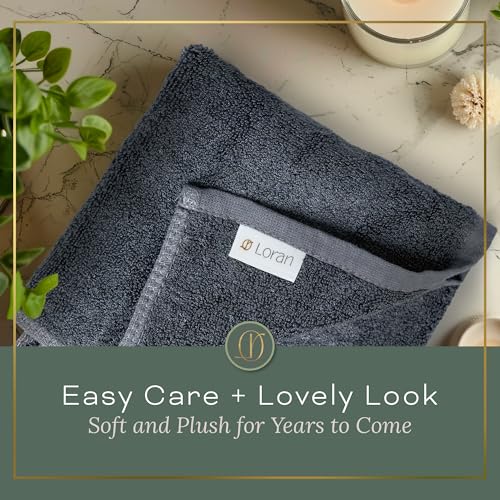 Charcoal Grey Extra Large Washcloths Set of 6 Soft Body Cloths 13” x 13” 70% Viscose Derived from Bamboo, 30% Cotton Spa-Like Feel Silky for Skin Cleansing - color: Charcoal