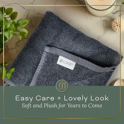 Charcoal Grey Extra Large Washcloths Set of 6 Soft Body Cloths 13” x 13” 70% Viscose Derived from Bamboo, 30% Cotton Spa-Like Feel Silky for Skin Cleansing - color: Charcoal