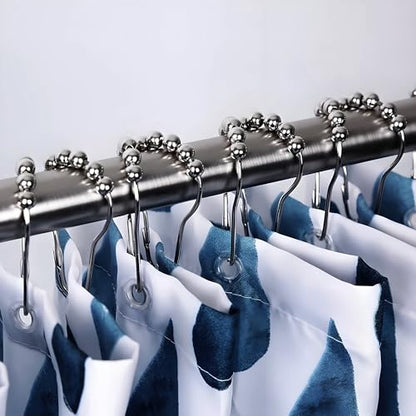 12 PCS Silver Shower Curtain Hooks Rings, Rust-Resistant Metal Double Glide Shower Hooks for Bathroom Shower Rods Curtains, Set of 12 Hooks, Silver - color: Silver