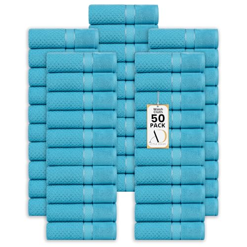 100% Cotton Washcloths 12x12 Inches, Popcorn Textured, Soft & Absorbent, Quick Dry, Set of 50, Sky Blue - color: Sky Blue, size: Pack of 50