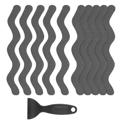 24 PCS Anti Slip Shower Stickers, Safety Bathtub Non Slip Strips, Adhesive Decals Anti Skid Tape with Scraper for Tub, Shower, Floor, Stairs, Steps - color: Gray