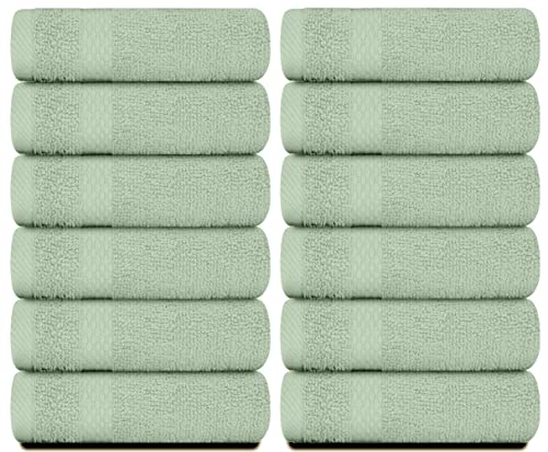White Classic Luxury Cotton Washcloths 13x13 Inch - 650 GSM Turkish Cotton | Hotel, Spa, Bathroom Face Towel | 12 Pack, Mint Green - color: 10: Mint Green