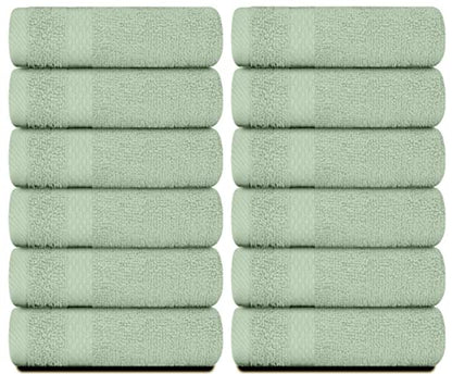 White Classic Luxury Cotton Washcloths 13x13 Inch - 650 GSM Turkish Cotton | Hotel, Spa, Bathroom Face Towel | 12 Pack, Mint Green - color: 10: Mint Green