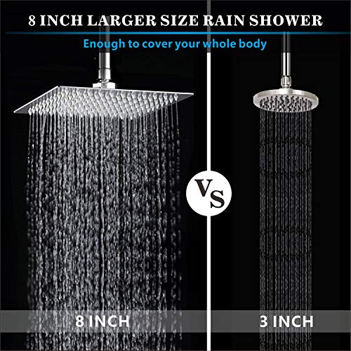 Voolan Rain Shower head, High Pressure Shower Head Made of 304 Stainless Steel, Relaxed Shower Experience Even at Low Water Flow and Pressure (8" Chrome) - color: Chrome, size: 8 Inch