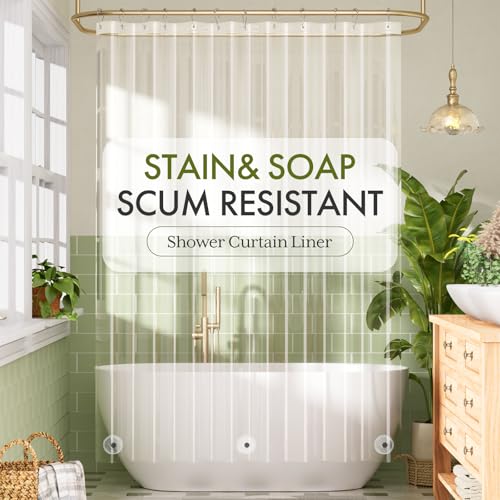 Bathway Shower Curtain Liner, Clear Shower Curtain Liner Plastic 72x96 Extra Long PEVA Waterproof Shower Curtain Liner with 3 Magnets and 12 Rustproof Metal Grommets, Lightweight Shower Liner Bathroom - color: 1a-clear, size: 72"W x 93"L (Pack of 1)