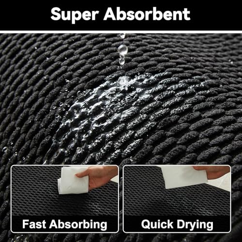 Triohero Bathroom Rugs Non Slip Washable, Super Absorbent Thin Bath Mat Quick Dry Low Pile Bathroom Rug, Black 24"x36" - color: Black, size: 24"x36"