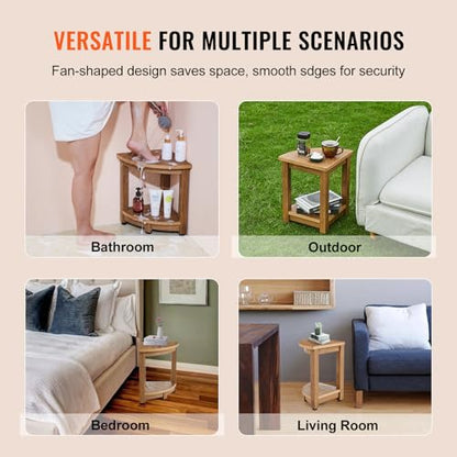 VEVOR 16.5" Shower Stool, HDPS Waterproof Shower Bench for Inside Shower, 350lbsCorner Shower Stool for Shaving Legs, Plastic Shower Seat with Storage Shelf for Inside & Outside Shower