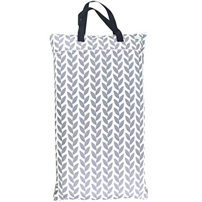 wegreeco Reusable Hanging Wet Dry Cloth Diaper Bag (Grey Leaf) - color: Grey Leaf