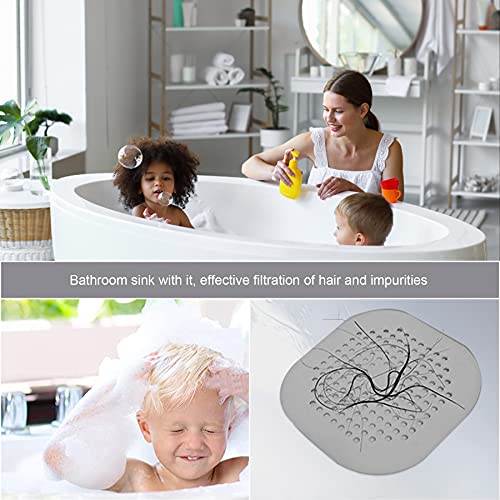 2 Pieces Shower Drain Hair Catcher Bathtub Stopper Home Drain Protectors Drain Cover with Sucker Water Trap Sink Cover for Bathroom Bathtub and Kitchen (Grey,Grey) - color: Grey,grey