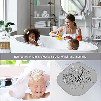 2 Pieces Shower Drain Hair Catcher Bathtub Stopper Home Drain Protectors Drain Cover with Sucker Water Trap Sink Cover for Bathroom Bathtub and Kitchen (Grey,Grey) - color: Grey,grey