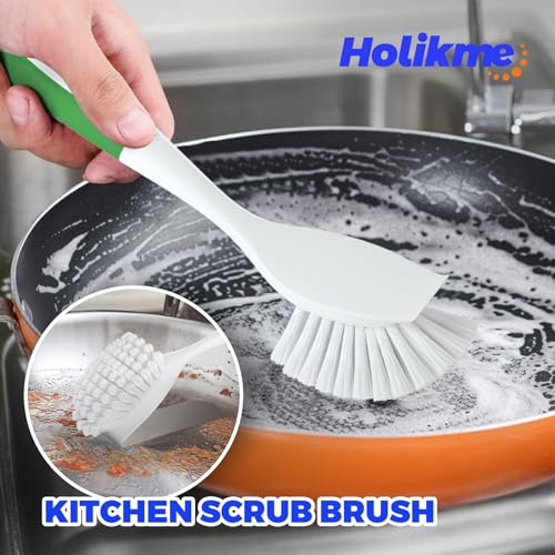 Holikme Dish Brush Cleaning Brush Set for Cleaning Groove Gap,Green | Dish Brush Set Cleaning Brush Set, Scouring Pad for Cleaning, Groove Gap Brushes for Pot, Pan, Abrasive Wheel Brushes - color: Green