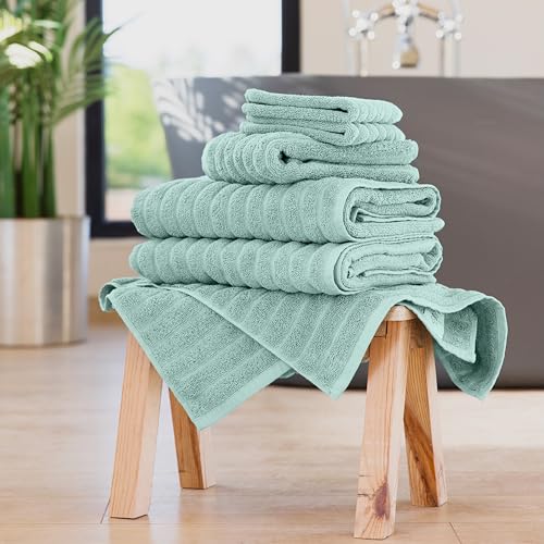 Classic Turkish Towels CTT Luxury 6 Piece Towel Set, 100% Turkish Cotton, Quick Drying, Highly Absorbent & Comfy, Includes 2 Bath Towels, 2 Hand Towels & 2 Washcloths | (Spa Green) - color: Spa Green, size: 6-Piece Towel Set