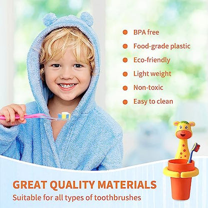 SooGree Kids Toothbrushes Holder Animal Tooth Cup Holder Wall Mounted Sucker Toothpaste Storage Set Cute Household Toothpaste Rack Mouthwash Cup Rack for Children,No Punching Shelf Bracket with Cup - color: Deer
