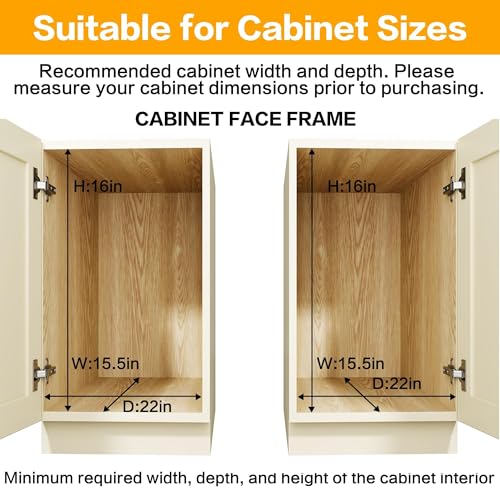 2-Tier Kitchen Cabinet Pull Out Shelf and Drawer Organizer Slide Out Pantry Storaqe Basket in Multiple Sizes (14" W x 21" D) - size: 14" W x 21" D