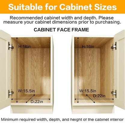 2-Tier Kitchen Cabinet Pull Out Shelf and Drawer Organizer Slide Out Pantry Storaqe Basket in Multiple Sizes (14" W x 21" D) - size: 14" W x 21" D