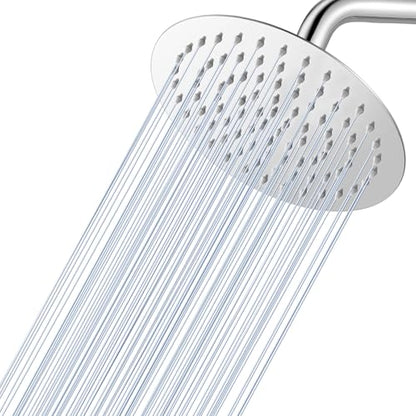 8 Inch Rain Shower Head Chrome, Round Rainfall Shower Heads with 90 Anti-Clog Silicone Nozzles, All Metal Stainless Steel Ceiling Mount - color: Chrome Polished, size: 8 Inch