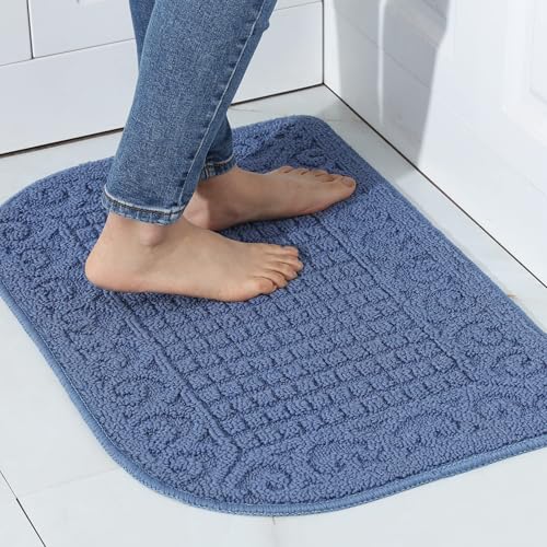 COSYHOMER 27x18 Half Round Kitchen Rug,Non Slip Washable Mat,Blue 1PC | Polypropylene tufted textile,small half circle rug,kitchen sink mat,Kitchen floor mat - color: Blue, size: 1'6" x 2'3" (Semicircular)