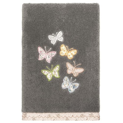 Frolic 4-Piece Luxury Towel Set, Calico Applique, Soft & Durable Turkish Cotton, Elegant Bathroom Ensemble, 2 Bath 2 Hand Towels, Charcoal - color: Charcoal, size: 2 Pcs Bath 2 Pcs Hand Towel
