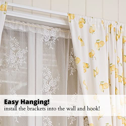 Yafa Home Fashion Heavy Duty Single Standard Adjustable Curtain Rod Hardware Included (White, 18"- 28") - color: White, size: 18"- 28"