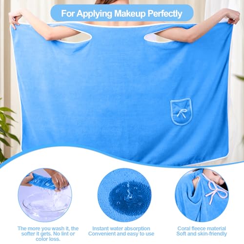 Unisex Bath Towel, Wearable After Bath Towel Set, Wearable Quick Dry Shower Gym Towel(53" x 31", Blue) - color: Blue, size: S(135X80CM)