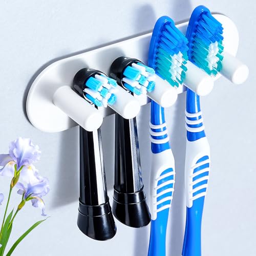 Electric Toothbrush Head Holder, Toothbrush Holders Wall Mounted, Adhesive Tooth Brush Head Holder Organiser, Electric Toothbrushs Holder, Shower Tooth Brushing Holder (White, Large) - color: White, size: Large