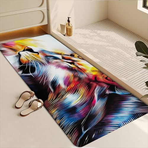 Bathroom Runner Mat Rugs Long,Golden Cool Lion King Lovely Design Diatomite Stone Bath Mat Large Absorbent Diatomaceous Earth Mat Non Slip Fast Dry Shower Mat Bathroom Rugs Floor Mat 16x42in - color: Design01