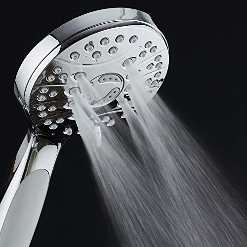 High Pressure 6-setting Luxury Handheld Shower Head – Extra Long 6 Foot Stainless Steel Hose – Anti Clog Jets – Anti Slip Grip – Top US Brand – Includes Extra Wall Bracket – Chrome Finish - color: Chrome, style: 2.5 Gallons Per Minute