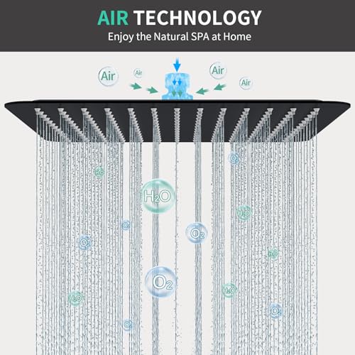 SR SUN RISE 8 Inch All Metal Square Shower System with Tub Spout, Tub Shower Faucet Set, High Pressure Rain Shower Head and Handheld Sprayer Shower Fixtues, Valve Included, Matte Black - color: Matte Black, size: 8 Inch